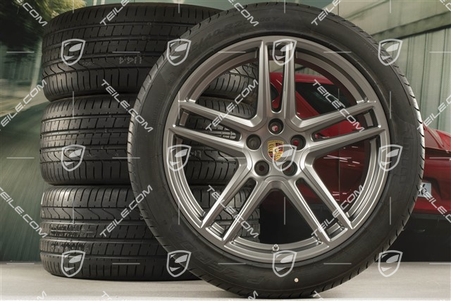 20" Turbo Sommerräder Satz, Felgen 9J x 20 ET26 + 10J x 20 ET19 + NEUE Pirelli Sommerreifen 265/45 R20 + 295/40 R20, Platinum, mit RDK-Sensoren