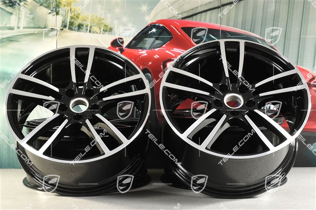 21" Cayenne Coupe Komplet felg Cayenne Turbo, 11J x 21 ET49 + 9,5J x 21 ET46, czarny wysoki połysk