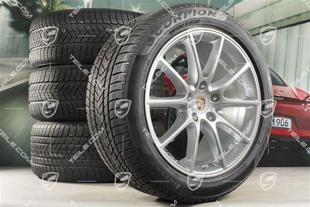 20" Cayenne COUPE Design Winterräder Satz, Felgen 9J x 20 ET50 + 10,5J x 20 ET55 + NEUE Pirelli Winterreifen 275/45 R20 + 305/40 R20, mit RDK-Sensoren