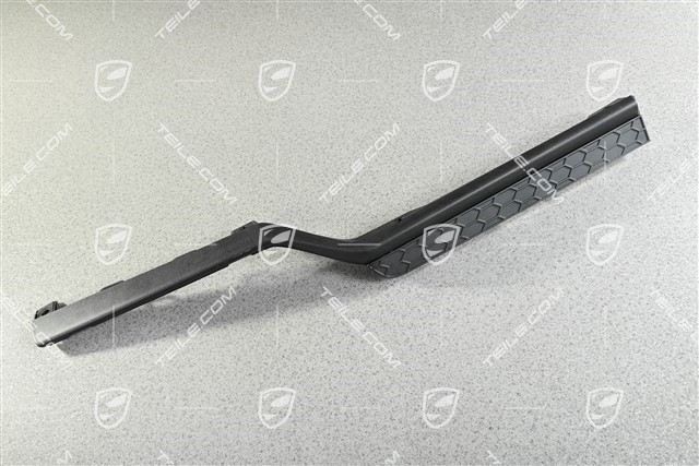 Rear bumper cover trim, lower, car with trailer coupling, black matte, R