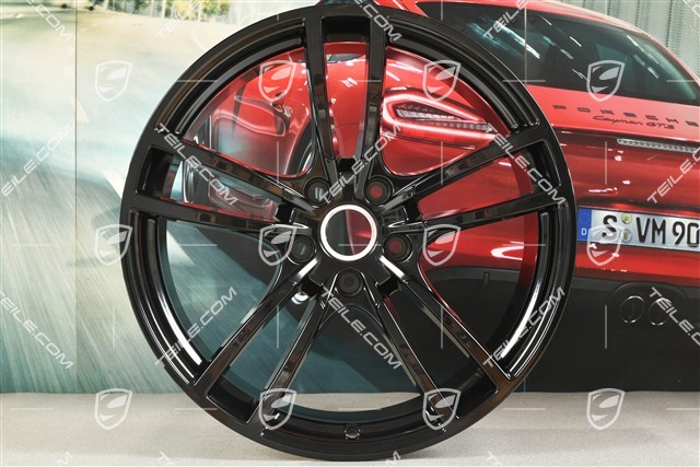 21" Felgi Cayenne COUPÉ Turbo Design, komplet, 9,5J x 21 ET46 + 11,0J x 21 ET49, czarny wysoki połysk