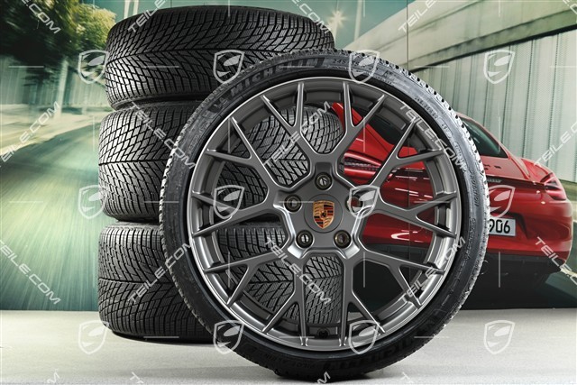 20"+21" RS Spyder Design Winterrädersatz, Felgen 8,5J x 20 ET50 + 11J x 21 ET82 + Michelin Winterreifen 245/35 R20 + 305/30 R21, mit RDK-Sensoren, Darksilver