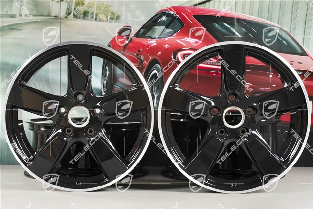19" Cayman S Felgensatz, 8J x 19 x ET 57 + 9,5J x 19 x ET 45, Felgenstern in Schwarz