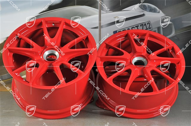 19" GT3 II Komplet felg, Czerwień indyjska, przód 8,5J x 19 ET53 + tył 12J x 19 ET63