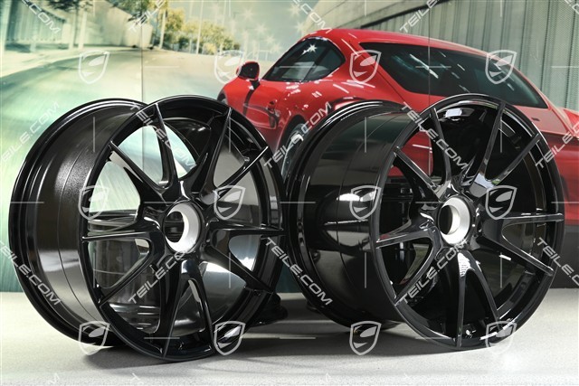 19-inch GT3 II RS 4.0 / GT2 RS wheel set, black, front 9J x 19 ET47+ rear 12J x 19 ET48