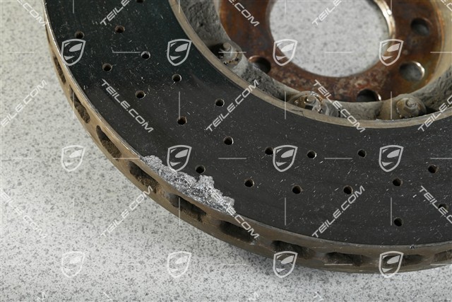 Brake disc, PCCB, 19", yellow caliper, right-hand drive, damaged