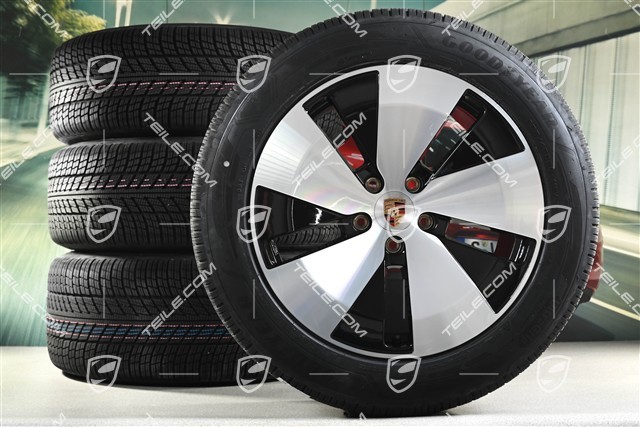 20" koła zimowe Cayenne Aero, komplet, felgi 9J x 20 ET14 + 11J x 20 ET37 + NOWE opony zimowe Goodyear UltraGrip Performance 3 SUV 255/55 R20 + 305/45 R20
