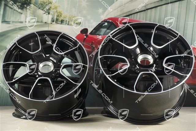 20"+21" Turbo S Exclusive Design Felgensatz, 9,5J x 20 ET44 + 12J x 21 ET70, Schwarz Hochglanz