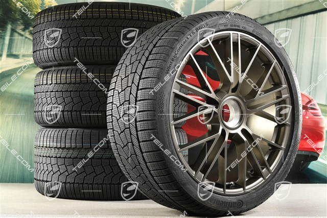 21" Panamera Turbo S Koła zimowe, komplet, centralne mocowanie, felgi 9,5J x 21 ET71 + 10,5J x 21 ET71 + opony zimowe Continental Winter Contact TS860 S 275/35 R21 + 315/30 R21, Turbonit