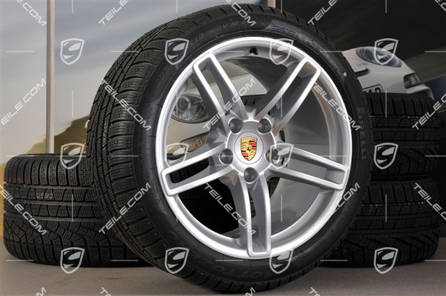 19" Komplet kół zimowych Carrera, felgi 8,5J x 19 ET54 + 11J x 19 ET48 + opony zimowe Pirelli 235/40 R19 + 295/35 R19, bez czujników ciśn