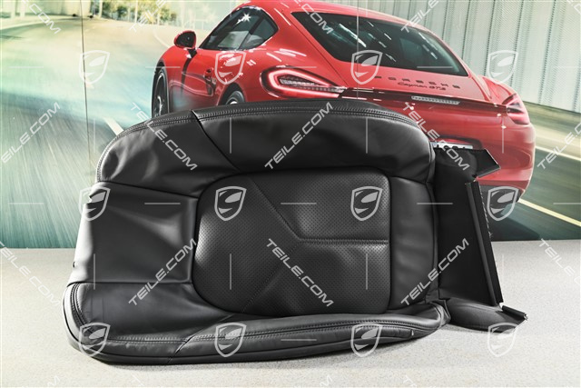 Front seat, Backrest cover, Black smooth leather Comfort seat, L