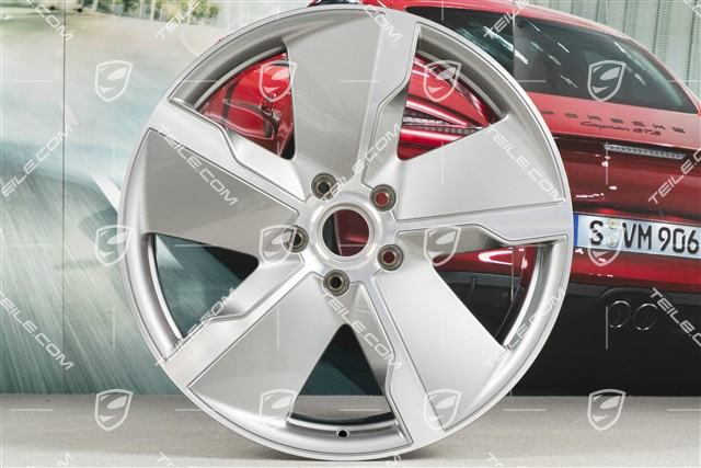 21" Felga Taycan Exclusive Design, 9,5J x 21 ET60, srebrna Platinum Silver, przednia, L