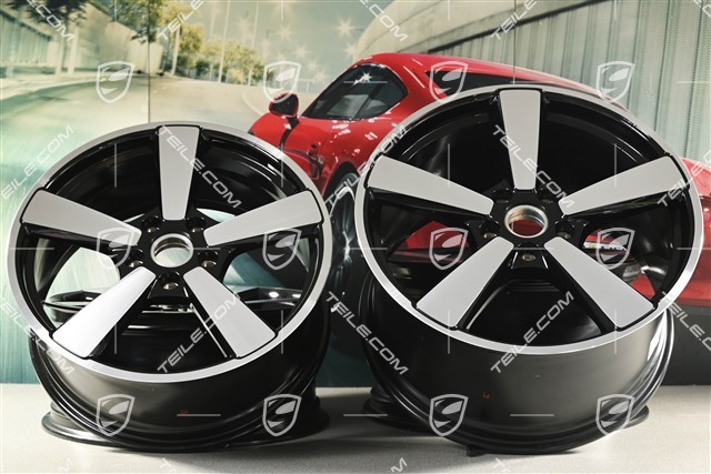 20"+21" Komplet felg Carrera Classic, felgi 8,5J x 20 ET50 + 11,5J x 21 ET79, czarny wysoki połysk