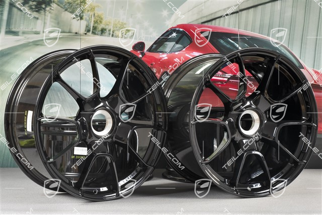 20" komplet felg 911 Turbo S Exclusive Design, felgi 11,5J x 20 ET56 + 9J x 20 ET51, czarny wysoki połysk