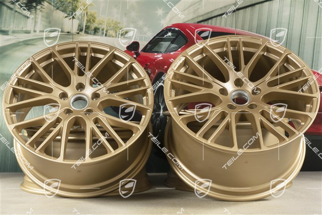 21" Felgensatz Panamera Exclusive Design Sport, 9,5J x 21 ET71 + 11,5J x 21 ET69, Aurum Seidenmatt