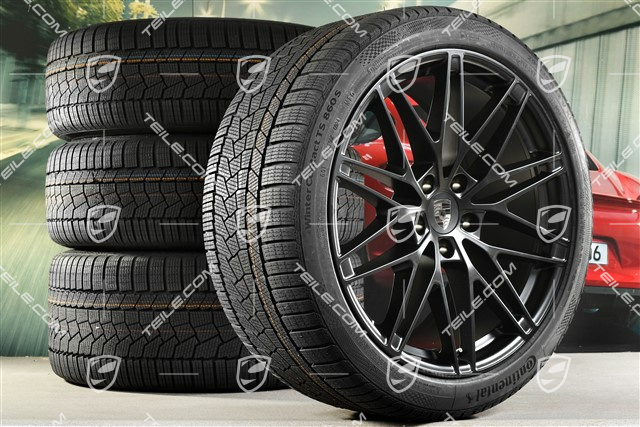 22-inch RS Spyder Design winter wheel set, rims 9J x 22 ET29 + 11J x 22 ET47 + NEW Continental winter tyres 255/40 R22 + 295/35 R22, black satin matt