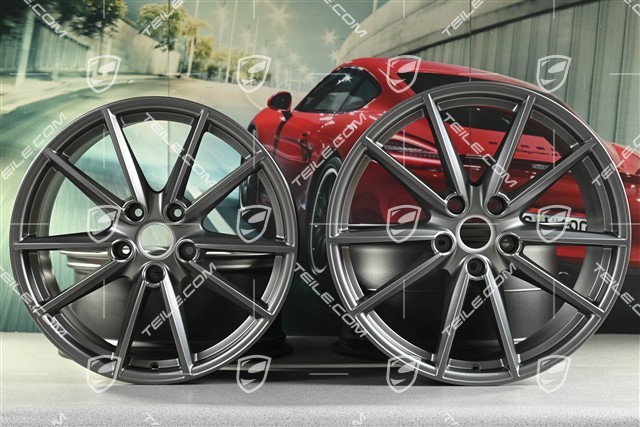 20"+21" wheel rim set Carrera S, 8,5J x 20 ET53 + 11J x 21 ET66, platinum satin matt