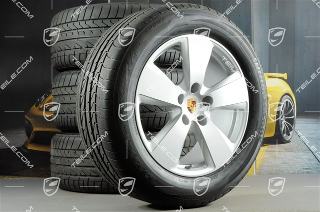 19" Cayenne Sommerräder Satz, Felgen 8,5J x 19 ET47 + 9,5J x 19 ET54 + Sommerreifen 255/55 R19 + 275/50 R19, mit RDK-Sensoren