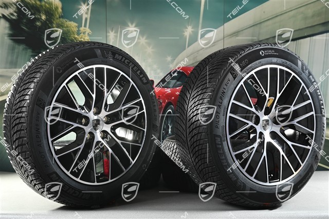20-inch Macan S winter wheel set, rims 7,5J x 20 ET32 + 10J x 20 ET49 + NEW Michelin winter tyres 235/55 R20 + 285/45 R20, black high gloss