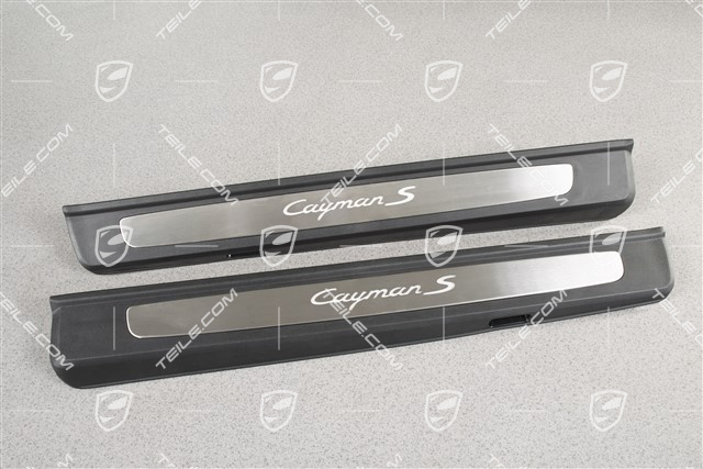 Blenden/Einstiegleisten, mit Beleuchtung, Edelstahl, "Cayman S", Satz, L+R