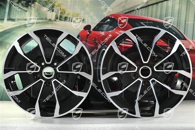 20-inch Turbo Aero Design wheel rim set, 9J x 20 ET54 + 11J x 20 ET60, black high gloss + glossy Surface