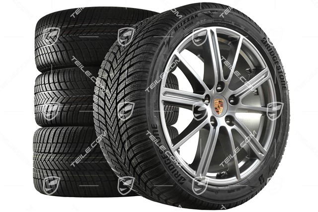 20" Panamera Turbo Koła zimowe, komplet, felgi 9,5J x 20 ET71 + 10,5J x 20 ET71 + opony zimowe Bridgestone 275/40 R20 + 315/35 R20, Adamantium