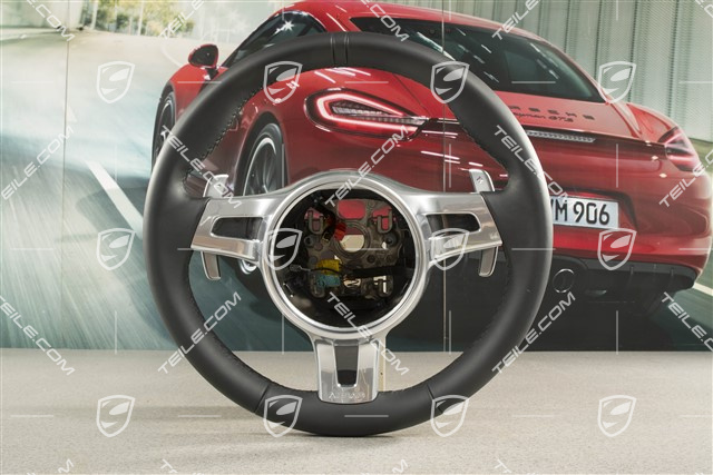 Sportowa kierownica PDK z łopatkami, Sport Chrono, skórzana, czarna