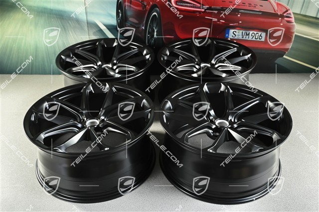 21-inch GT Design, alloy wheel rim set, 9,5J x 21 ET27 + 10J x 21 ET19, black satin matt