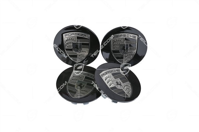 Hub cap set, crest turbonit, concave, Jet Black Metallic