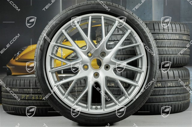 21" Koła letnie Panamera SportDesign, felgi 9,5J x 21 ET71 + 11,5J x 21 ET69 + opony letnie Pirelli 275/35 ZR21 + 315/30 ZR21, z czujnikami ciśnienia