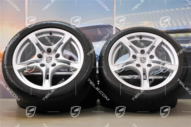 18-inch summer wheels set Cayman S II, rims 8J x 18 ET57 + 9J x 18 ET43 + summer tyres 235/40 R18 + 265/40 R18, without TPM