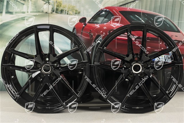 20" komplet felg Macan S, 9J x 20 ET26 + 10J x 20 ET19, czarny wysoki połysk