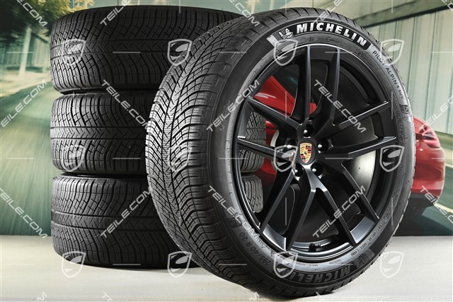 20" "Macan S" Winterräder Satz, Felgen 9J x 20 ET26 + 10J x 20 ET19, Michelin Winterreifen 265/45 R20 + 295/40 R20, mit RDK-Sensoren, schwarz seidenmatt
