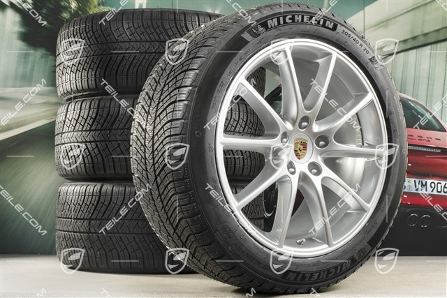 20" koła zimowe Cayenne Design, komplet, felgi 9J x 20 ET50 + 10,5J x 20 ET64 + NOWE opony zimowe Michelin 275/45 R20 + 305/40 R20, z czujnikami ciśnienia