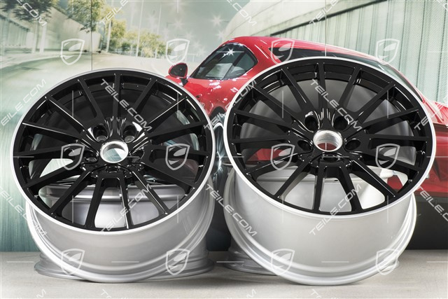 20" Panamera Sport Felgensatz, 9,5J x 20 ET 65 + 11,5 J x 20 ET 63, Felgenstern in schwarz