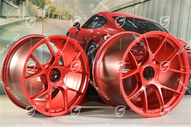 GT3RS Magnesium - lekkie kute koła magnezowe, felgi 10J x 20 ET45 + 13J x 21 ET31, czerwone Pyro Red