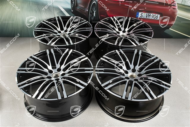 21-inch wheel rim set Turbo III, alloy wheel rims 10J x 21 ET19 + 9J x 21 ET26, black high gloss