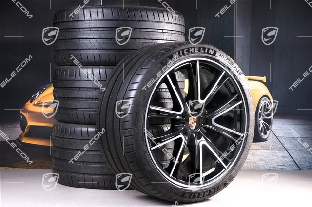 21" Koła letnie Exclusive Design, felgi 9,5J x 21 ET71 + 11,5J x 21 ET69 + NOWE opony letnie Michelin 275/35 ZR21 + 325/30 ZR21, czarne, z czujnikami ciśnienia