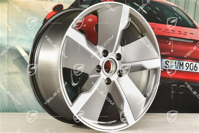 21" Felge Taycan Exclusive Design, 9,5J x 21 ET60, Platinum Seidenmatt, vorn, L