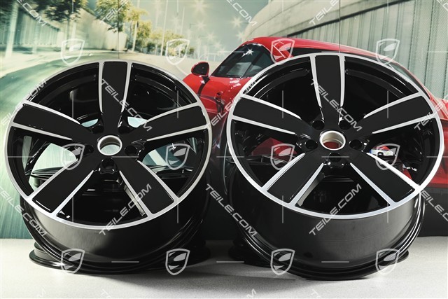 22-inch Cayenne Coupé wheel rim set Sport Classic, wheel rims 10J x 22 ET48 + 11,5J x 22 ET52, black high gloss