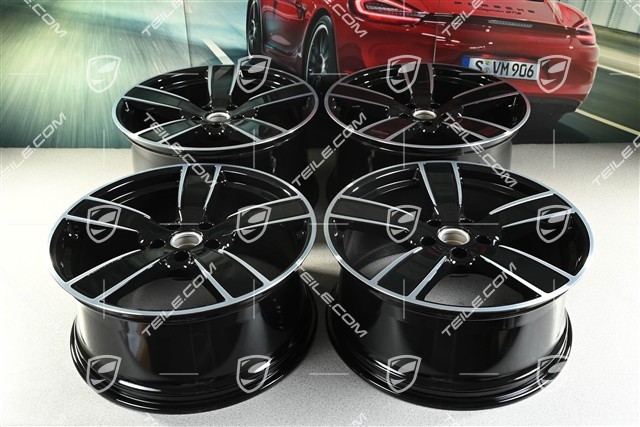 22" Cayenne Coupé Sport Classic Felgensatz, Felgen 10J x 22 ET48 + 11,5J x 22 ET52, schwarz hochglanz