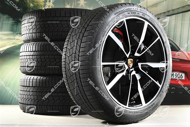 21" Koła zimowe Turbo, komplet, felgi 8,5J x 21 ET27 + 10,5J x 21 ET47 + opony zimowe Continental 255/45 R21 + 285/40 R21, czarny wysoki połysk