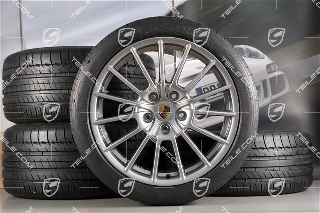 20" Komplet kół letnich Panamera Sport, felgi 2 x 9,5J x 20 ET 65 + 2 x 11,5 J x 20 ET63 + NOWE opony Michelin 255/40 ZR20 + 295/35 ZR20