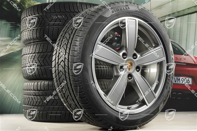20" koła zimowe Cayenne COUPE Sport Classic, komplet, felgi 9J x 20 ET50 + 10,5J x 20 ET55 + opony zimowe Pirelli 275/45 R20 + 305/40 R20, z czujnikami ciśnienia