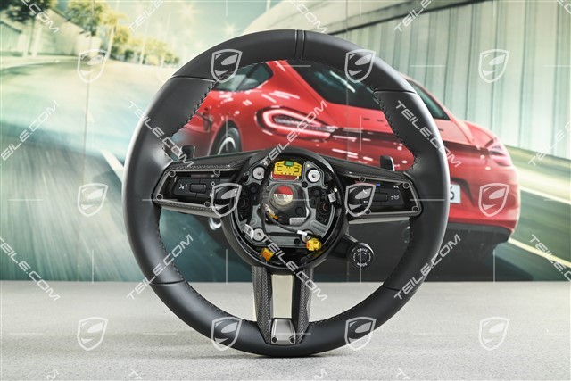 Multifunction steering wheel, sports chrono, heated, black leather/carbon