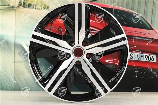 22" felga Macan Exclusive Design, 11J x 22 ET47, czarny wysoki połysk, lewa