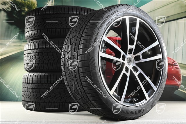 22-inch winter wheel set Sport Design, wheel rims 10J x 22 ET48 +11,5J x 22 ET52 + NEW Continental winter tyres 285/40 R22 + 315/35 R22, black high gloss