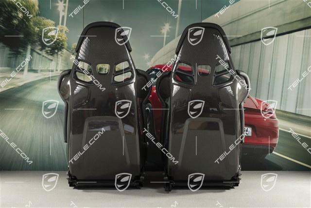 Fotele kubełkowe, Carbon, czarna skóra+Alcantara, srebrna nitka, napis GT4, zestaw, L+R