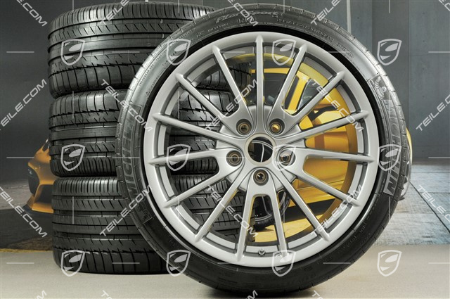 20" Panamera Sport Sommerräder Satz, 2 x 9,5J x 20 ET 65 + 2 x 11,5 J x 20 ET 63 + NEUE Michelin Reifen 255/40 ZR20 + 295/35 ZR20 mit RDK