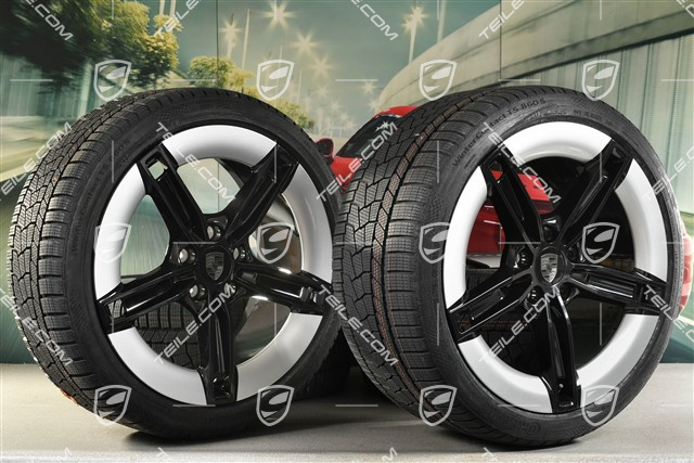 21" Mission E Design winter wheel set, rims 9,5J x 21 ET60 + 11,5J x 21 ET66 + Continental Winter Contact TS860 S winter tyres 265/35 R21 + 305/30 R21, black high gloss